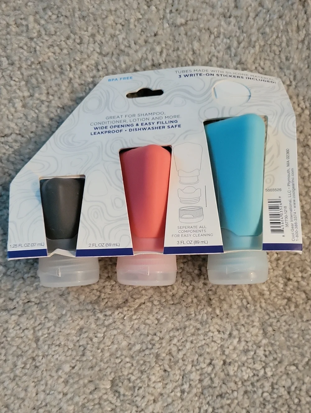 Travel Tubes Set - Blue, Coral, Black